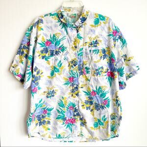 Vintage 80s Center Aisle Tropical Hawaiian Button Down Shirt